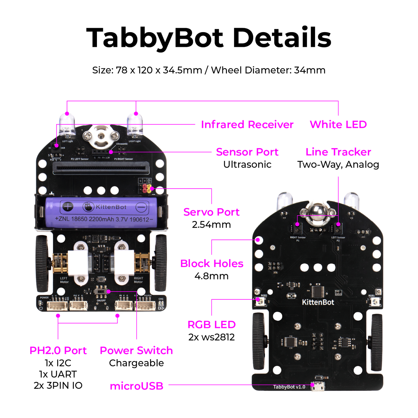 KittenBot TabbyBot Programming Robotics Kit For micro:bit